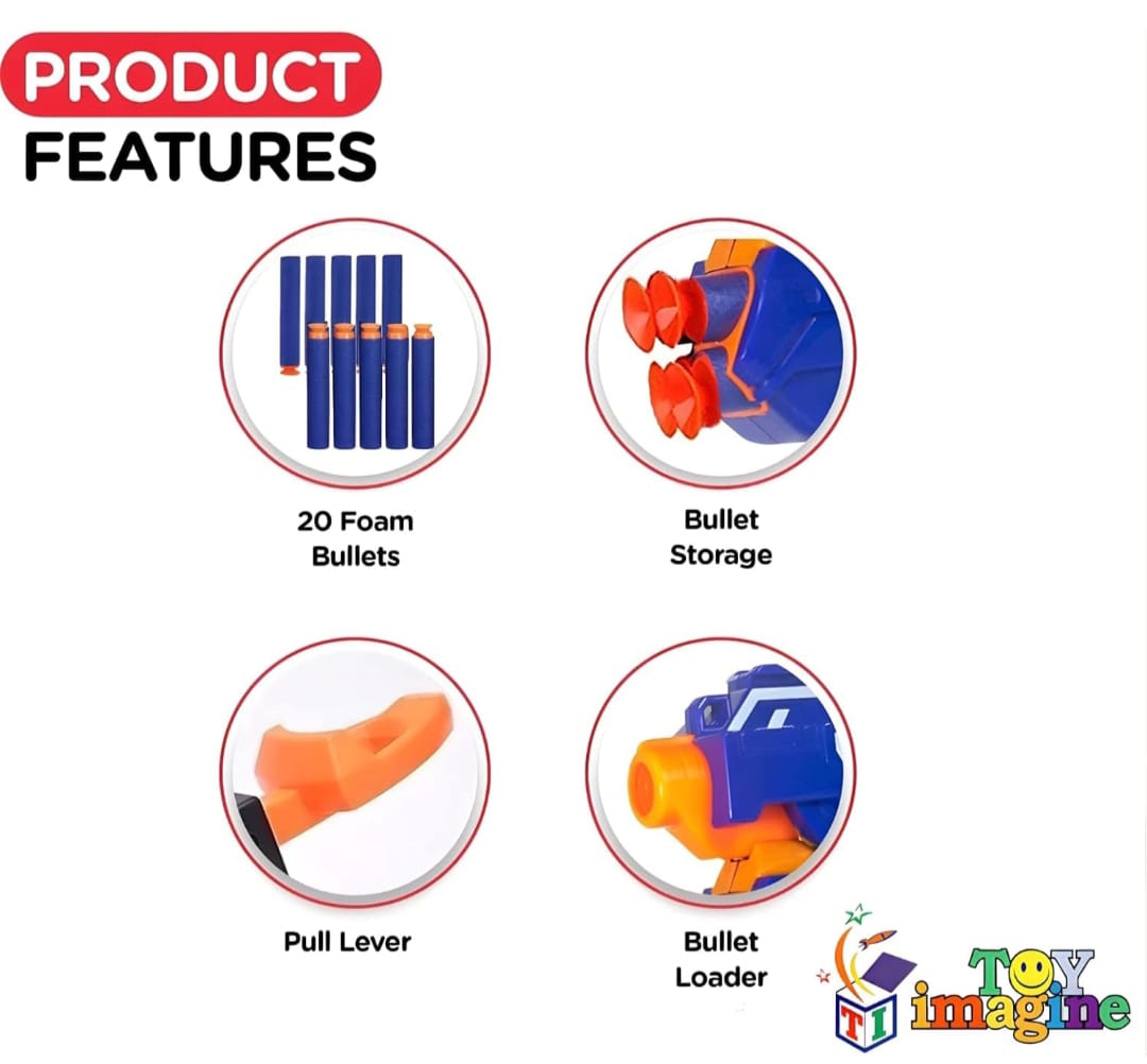 Hot Fire Soft Bullet Toy Gun with 10 Foam Bullets – Safe Shooting Toy for Kids