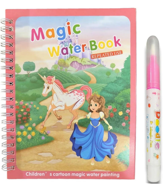 Magic Water Book for Kids – Reusable Coloring & Drawing Book with Water Pen