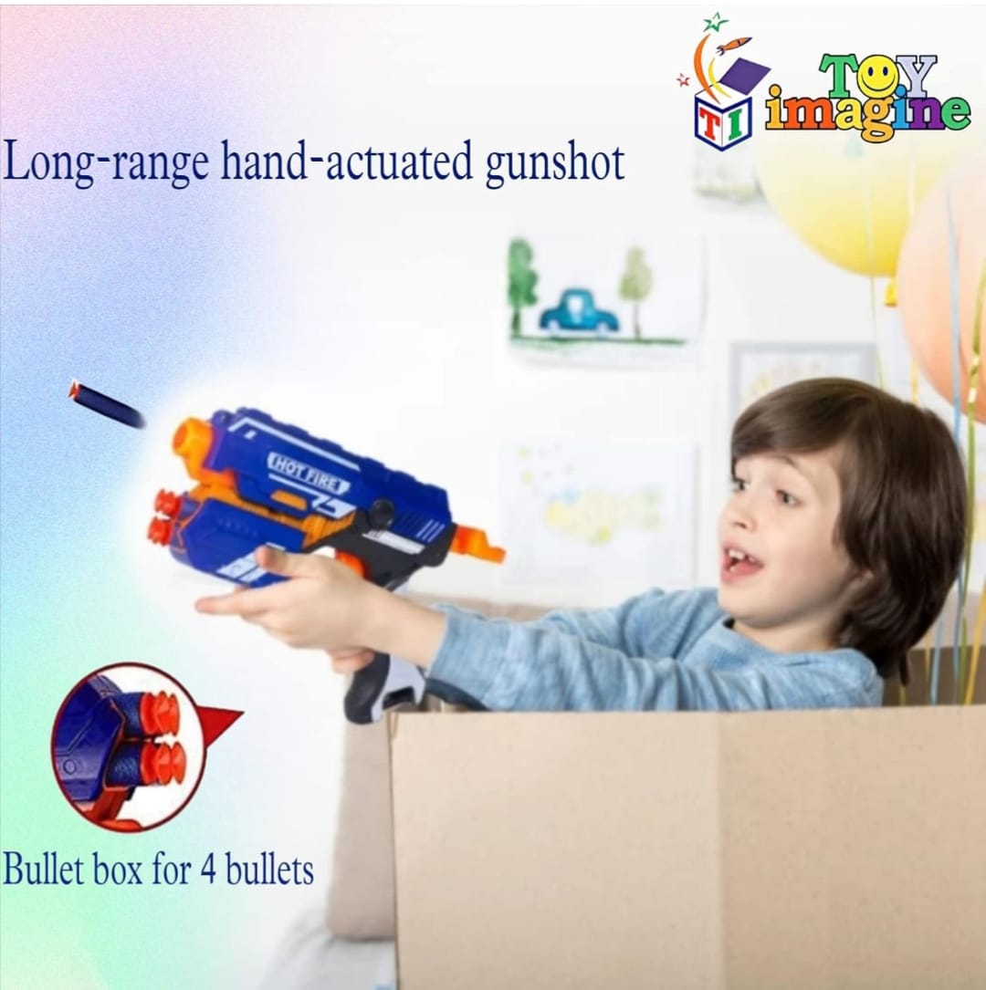 Hot Fire Soft Bullet Toy Gun with 10 Foam Bullets – Safe Shooting Toy for Kids