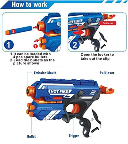 Hot Fire Soft Bullet Toy Gun with 10 Foam Bullets – Safe Shooting Toy for Kids