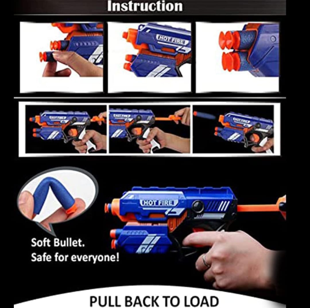 Hot Fire Soft Bullet Toy Gun with 10 Foam Bullets – Safe Shooting Toy for Kids