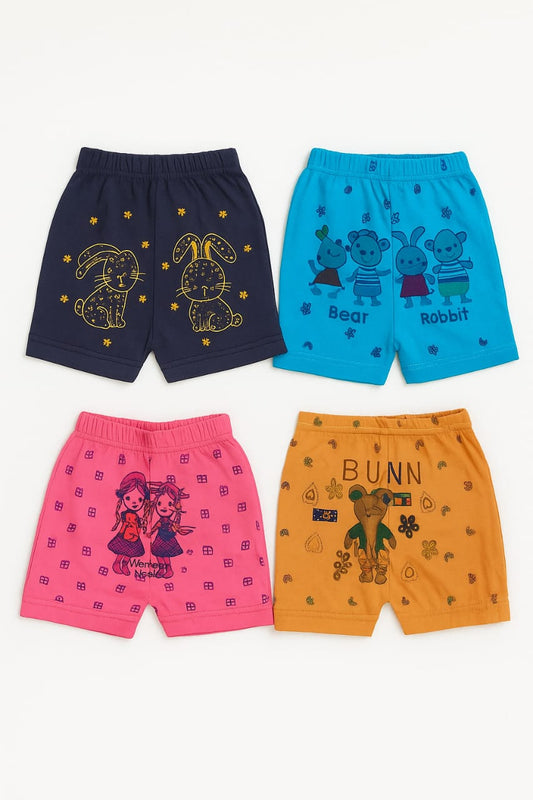 Kids Cotton Cartoon Printed innerwear Shorty | Pack of 06 Multicolor for Baby Boys & Girls