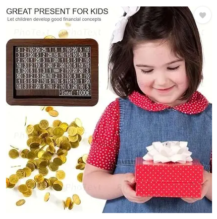 1 Lakh Wooden Money Piggi Bank for Kids/Piggy Bank, Money Box, Coin Box with Carved Design for Kids/Children, Savings Challenge Box, Cashbox,Cash Vault Wooden Savings Box,Wooden Coin Piggy Bank,Money Save Box Smash, Money Saver
