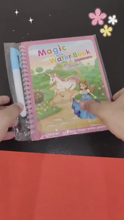 Magic Water Book for Kids – Reusable Coloring & Drawing Book with Water Pen